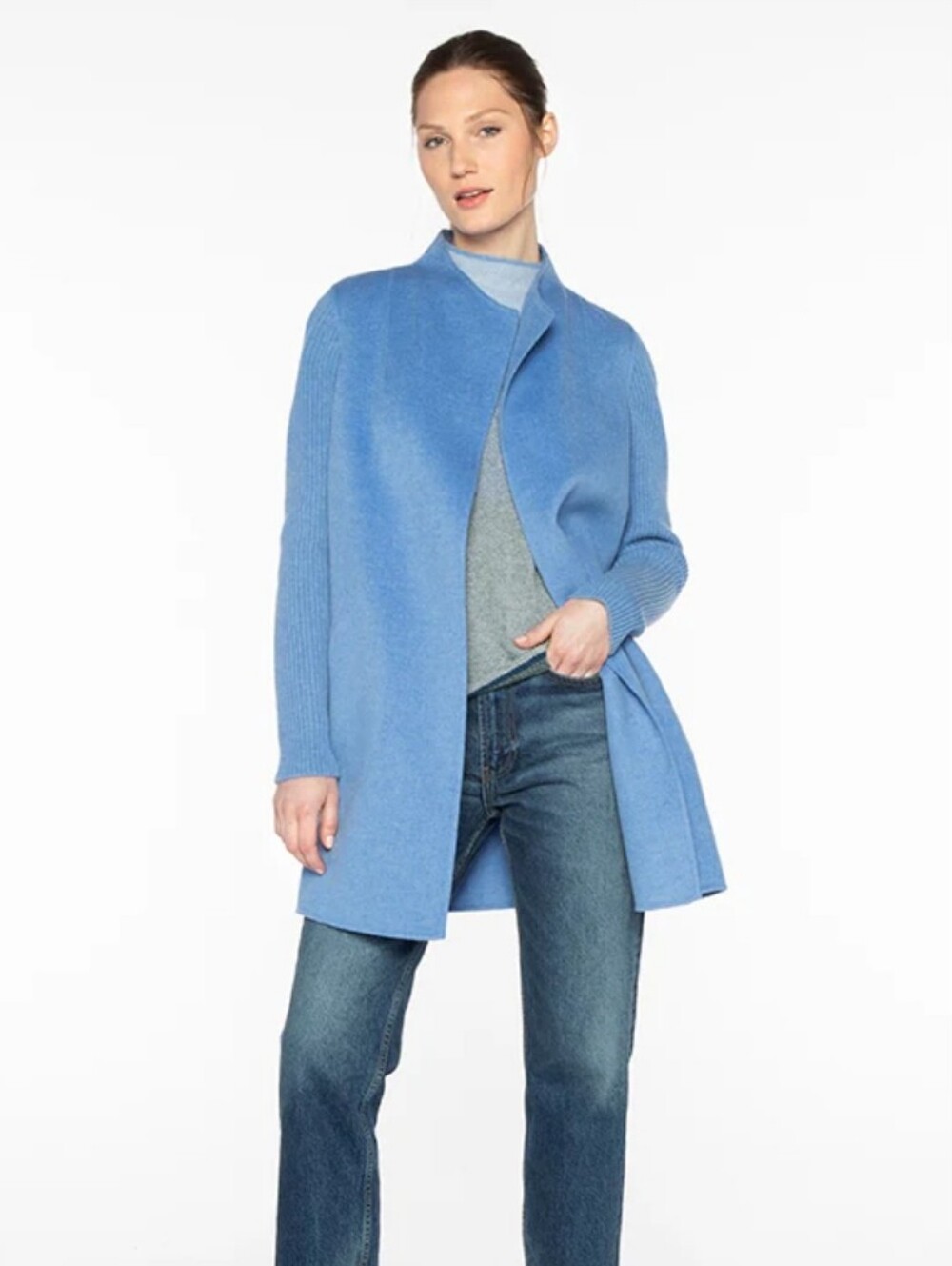 Kinross Cashmere Rib Sleeve Coat